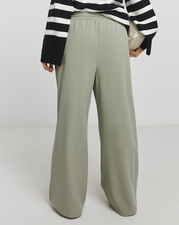 Khaki Drawcord Waist Relaxed Wide Leg Trousers