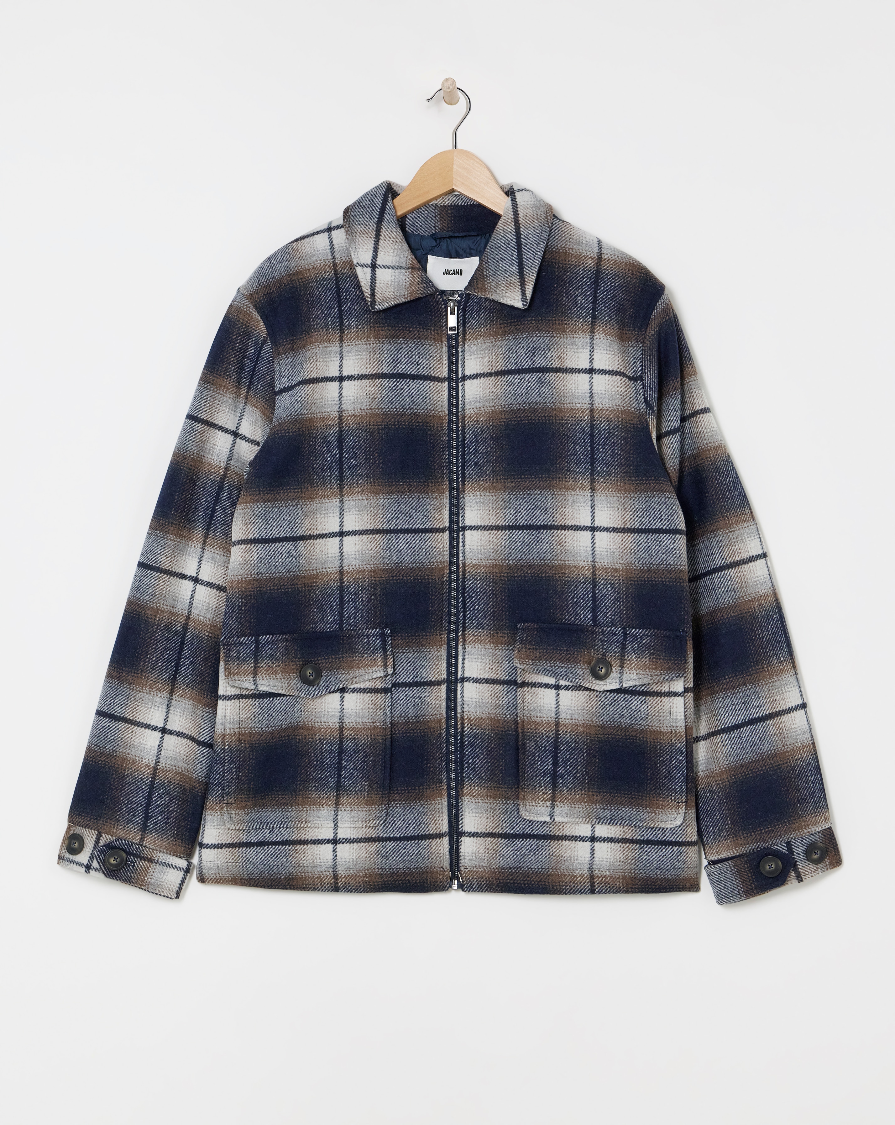 Faux Wool Check Zip Detail Shacket