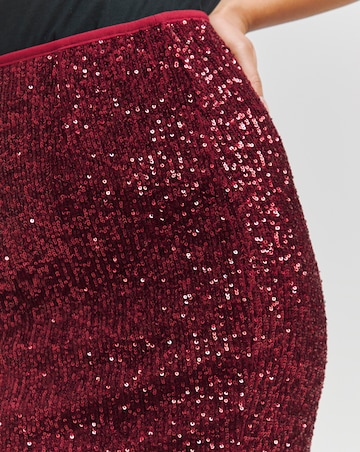 Burgundy Stretch Sequin Mini Skirt