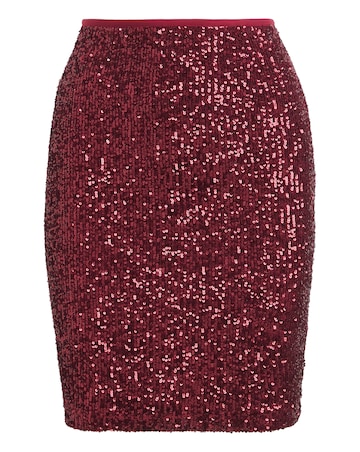 Burgundy Stretch Sequin Mini Skirt