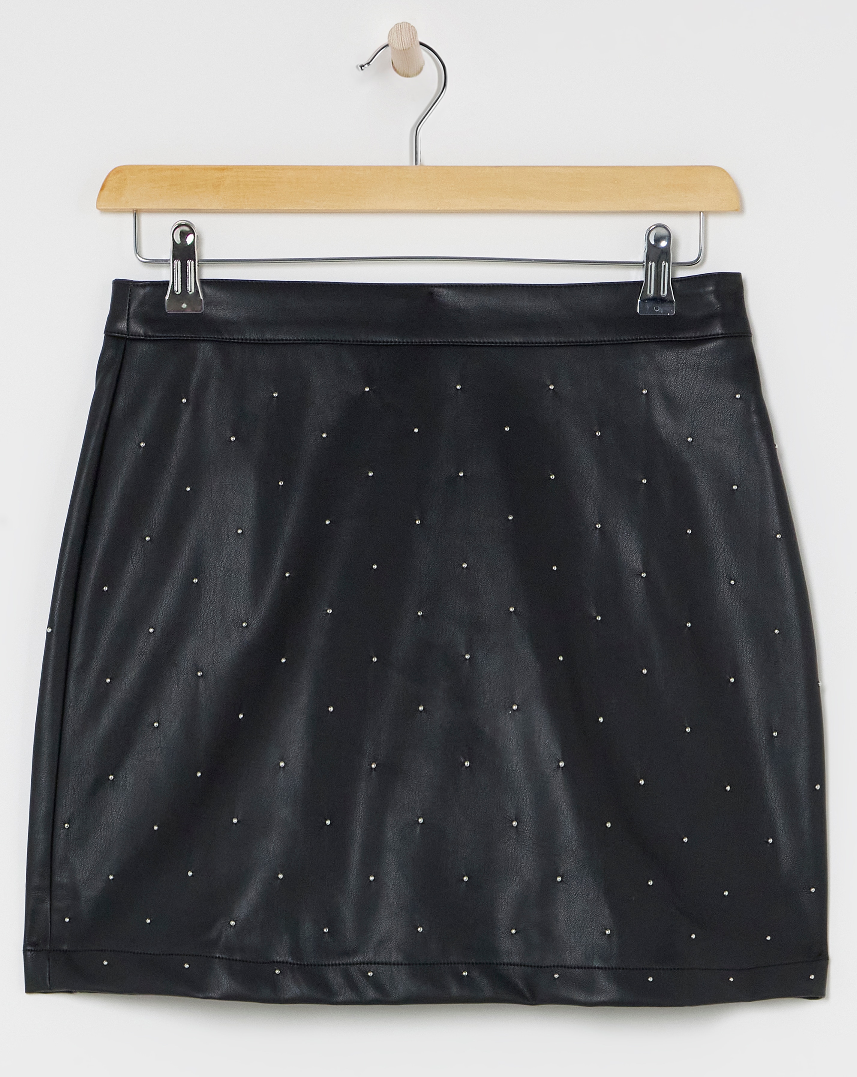 Embellished PU Mini Skirt