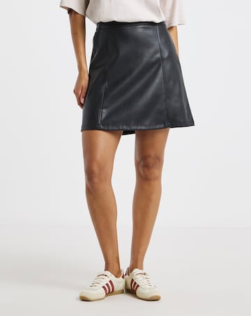 Black PU A-Line Mini Skirt