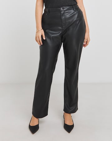 Black PU Straight Leg Trousers