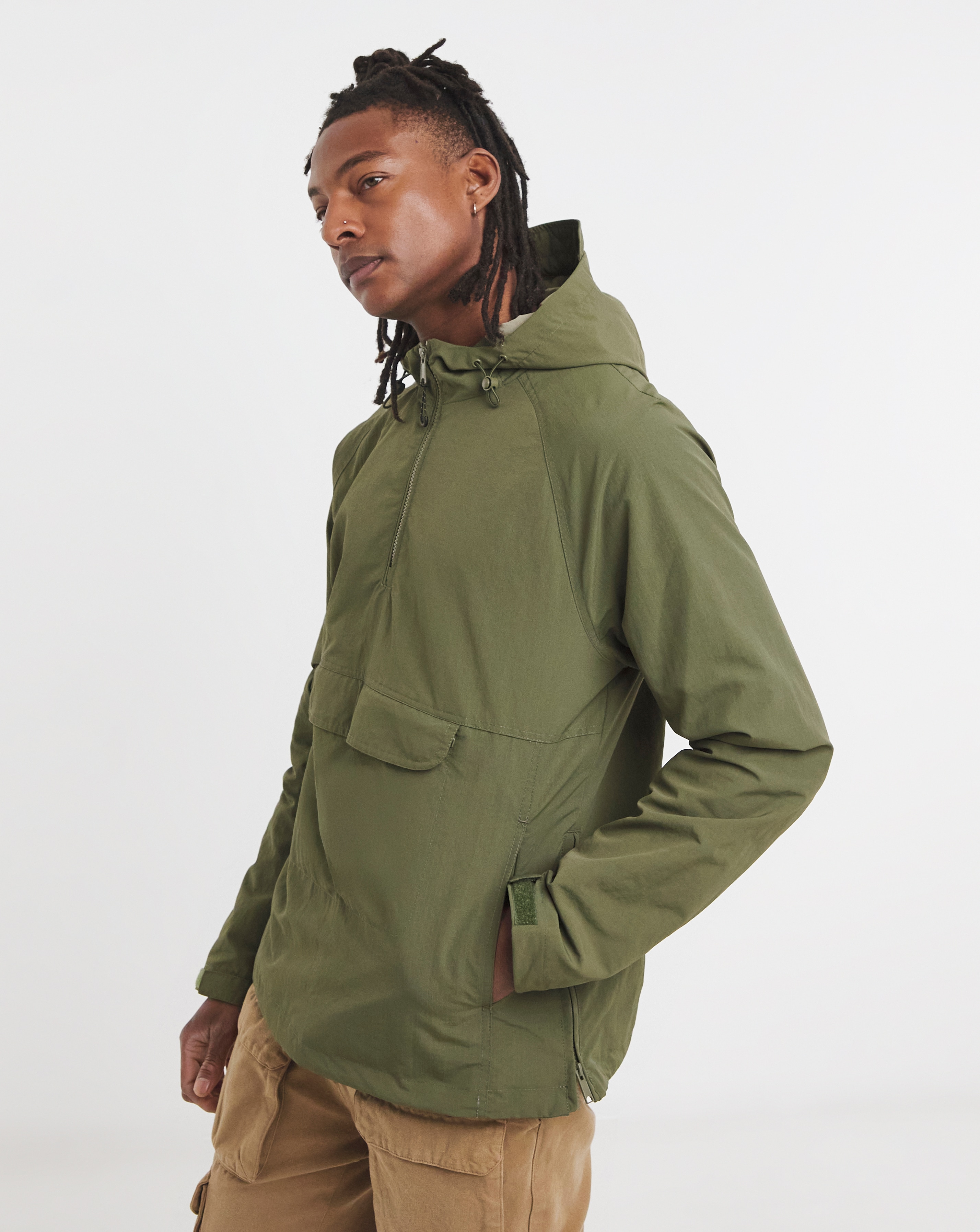 Khaki Overhead Zip Jacket