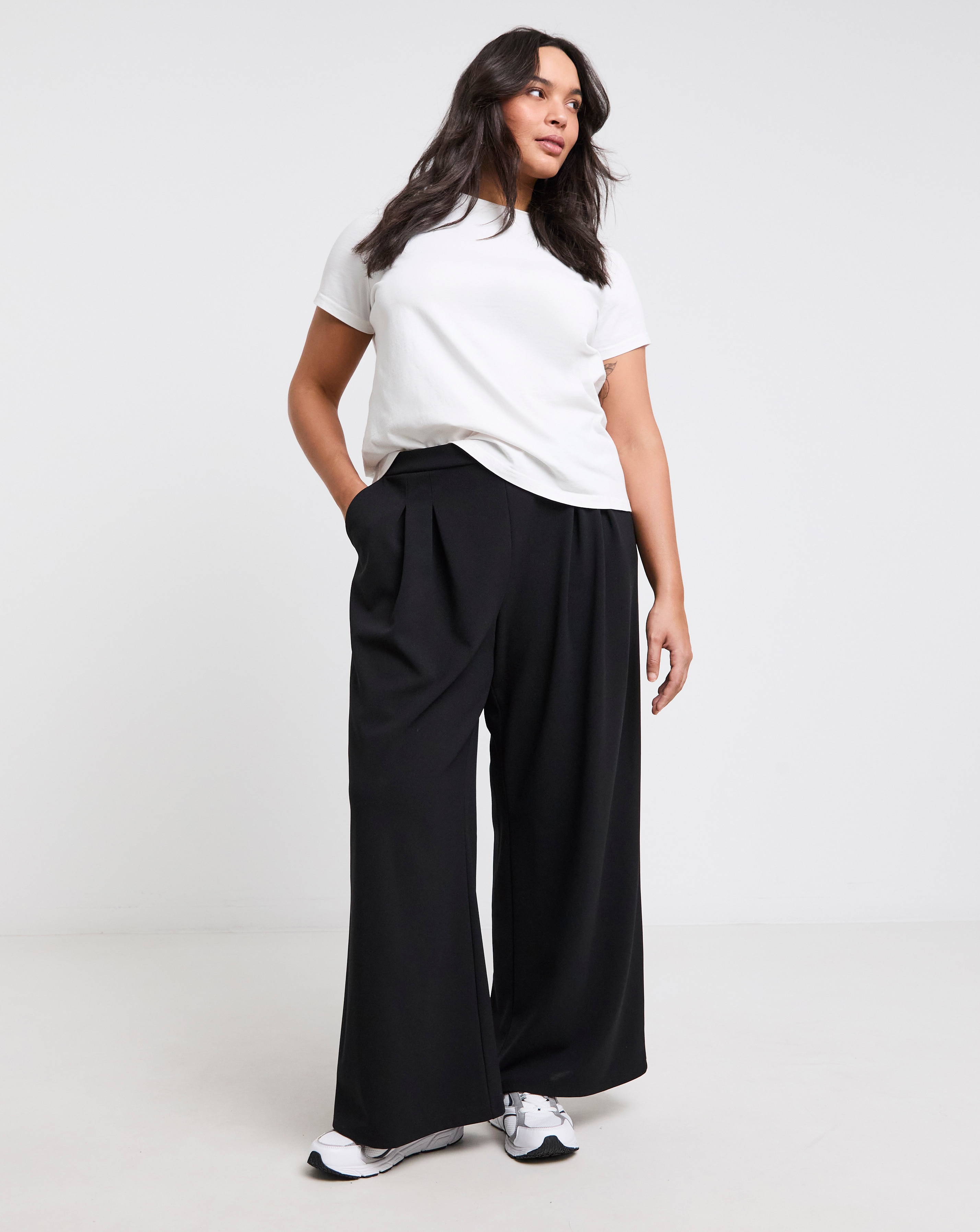 Scuba Crepe Wide Leg Trousers