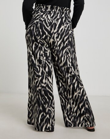 Abstract Print Waffle Wide Leg Trousers