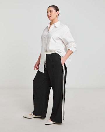 Simply Be Black and White Contrast Waist Side Stripe Trouser