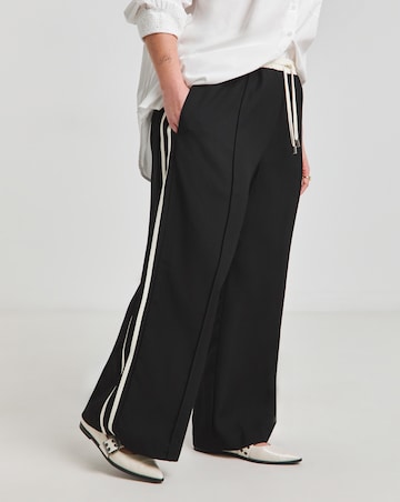 Simply Be Black and White Contrast Waist Side Stripe Trouser