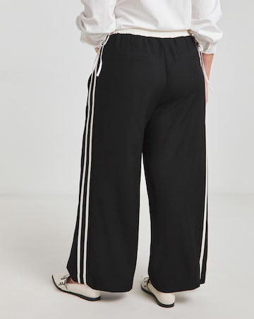 Simply Be Black and White Contrast Waist Side Stripe Trouser