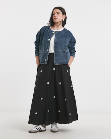 Simply Be Black Embroidered Midaxi Skirt