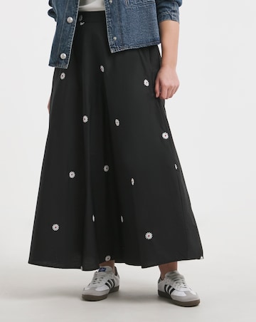Simply Be Black Embroidered Midaxi Skirt