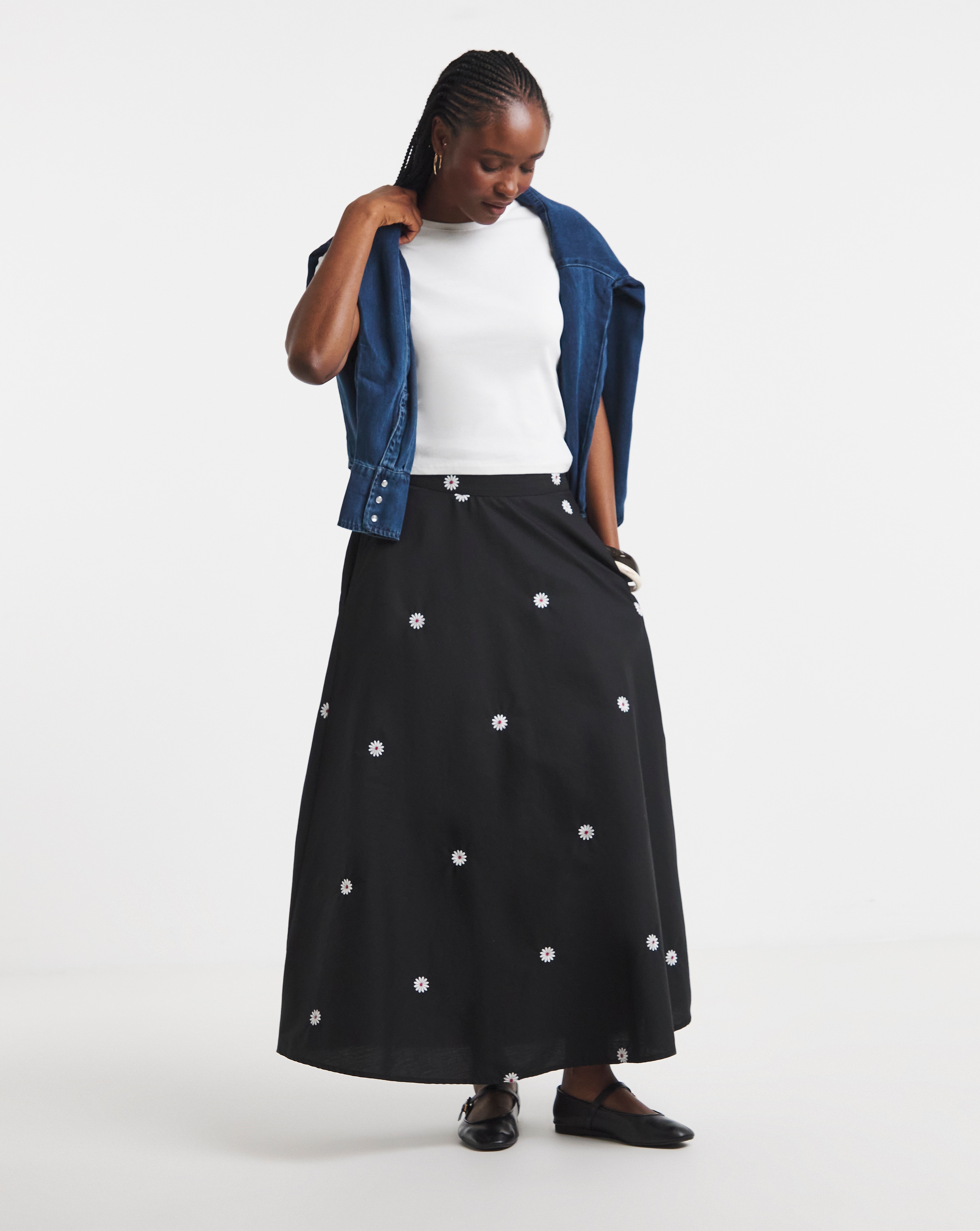 Simply Be Embroidered Midaxi Skirt