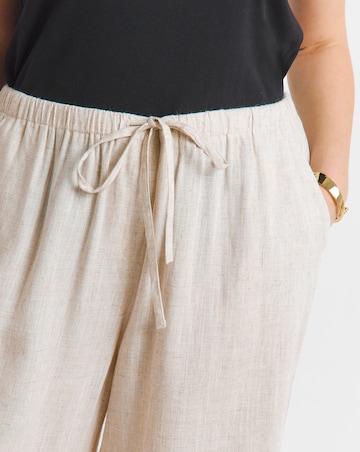 Stone Tie Waist Linen Mix Wide Leg Trousers