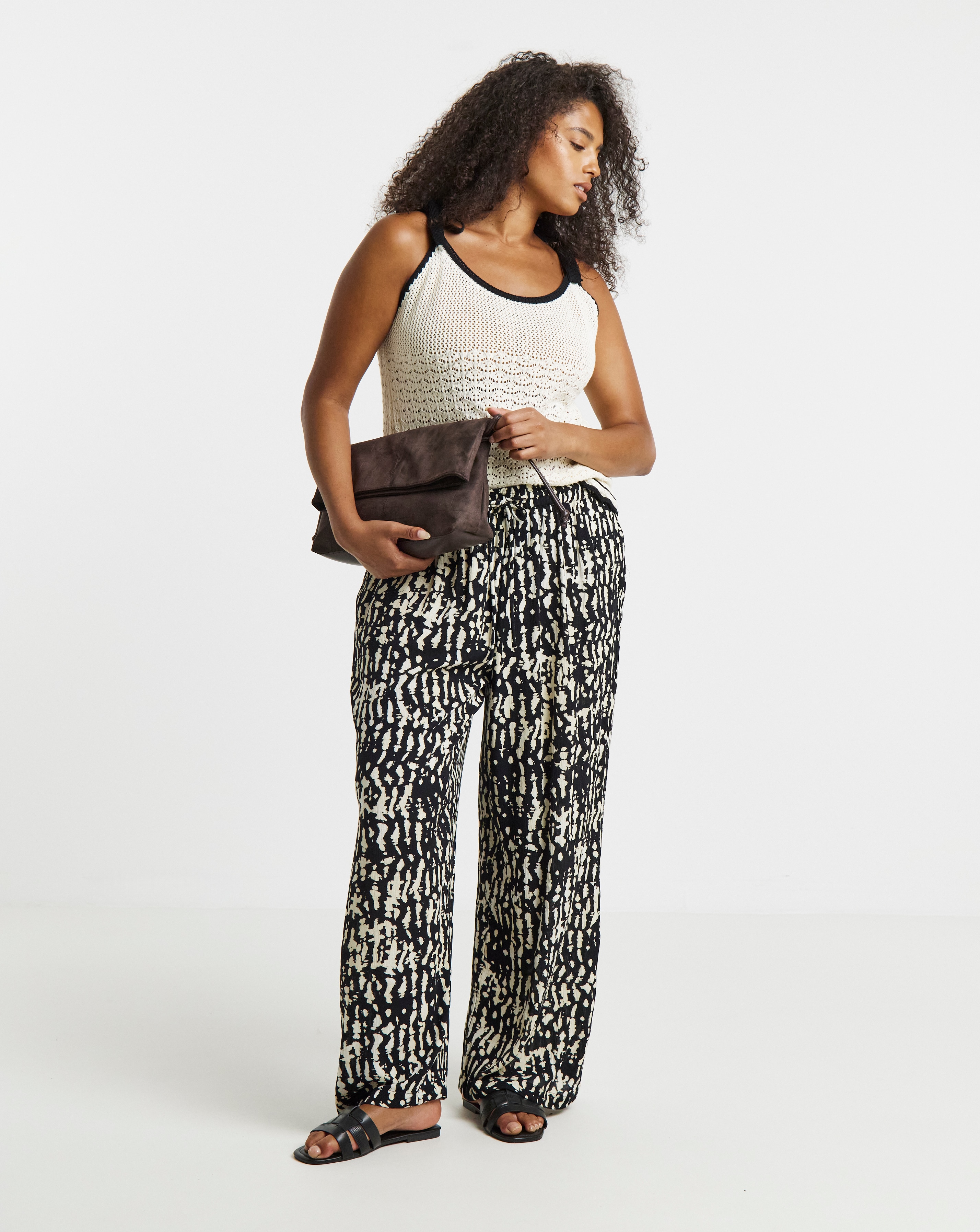 Crinkle Wide Leg Trousers
