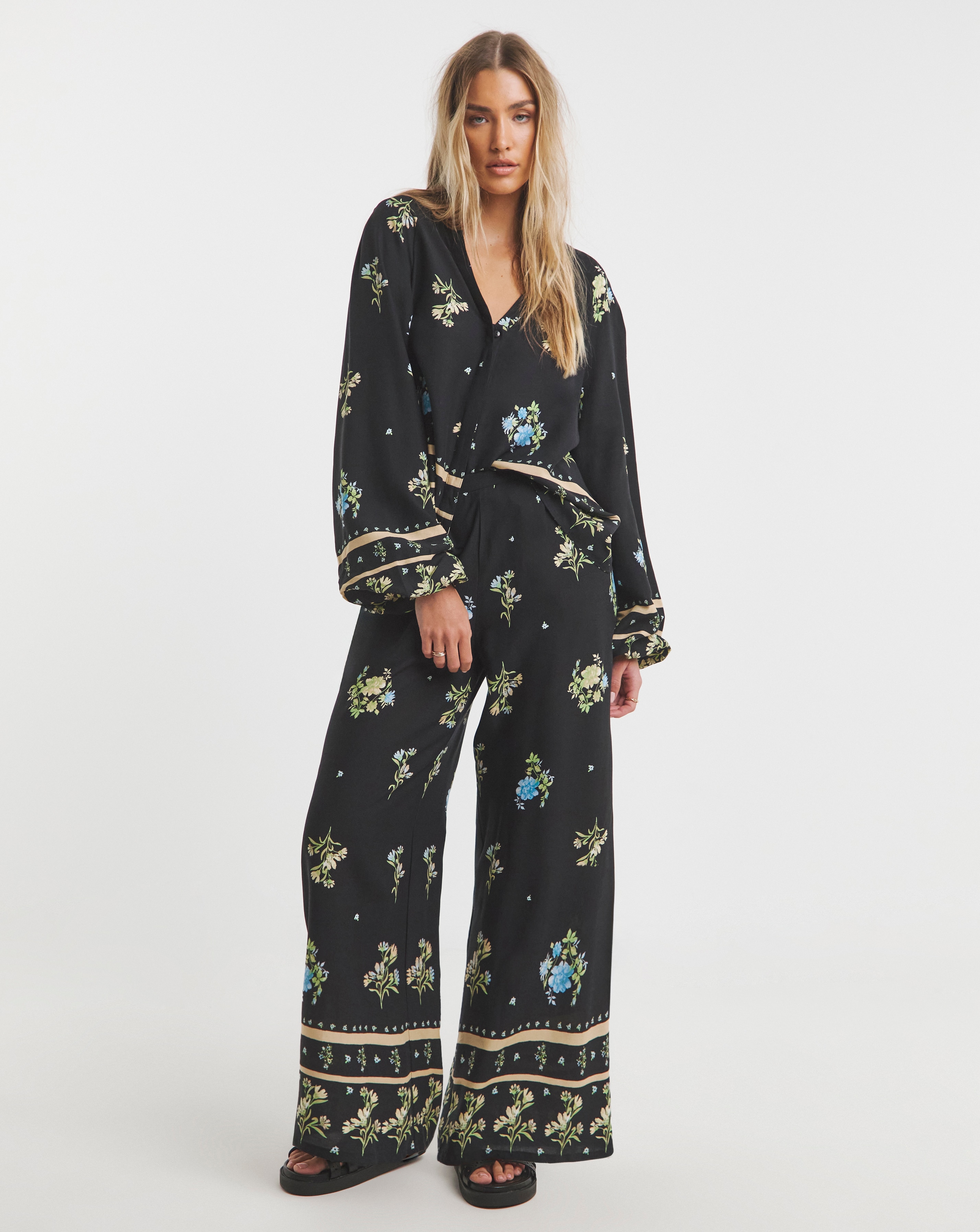 Wide Leg Spun Viscose Trousers