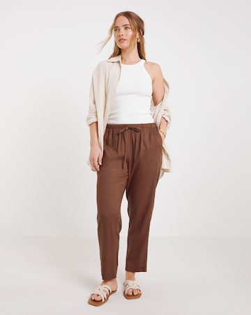 Simply Be Tie Waist Linen Mix Tapered Trousers