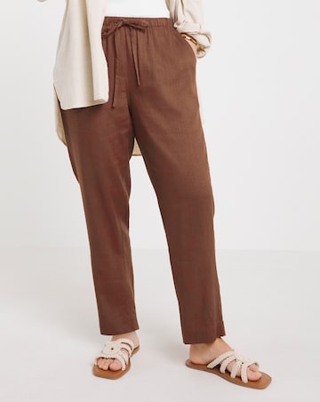 Simply Be Tie Waist Linen Mix Tapered Trousers
