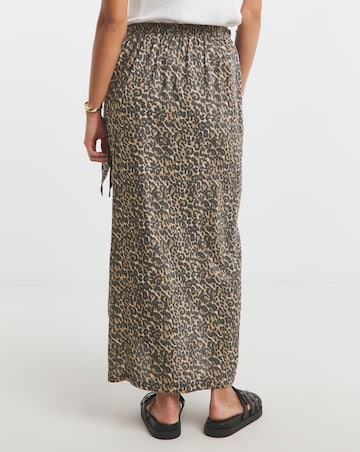 Simply Be Leopard Linen Mix Wrap Midi Skirt
