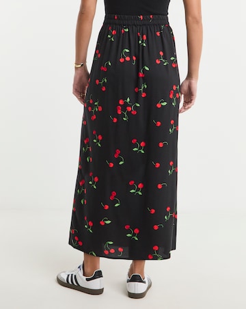 Cherry Print Midi Skirt