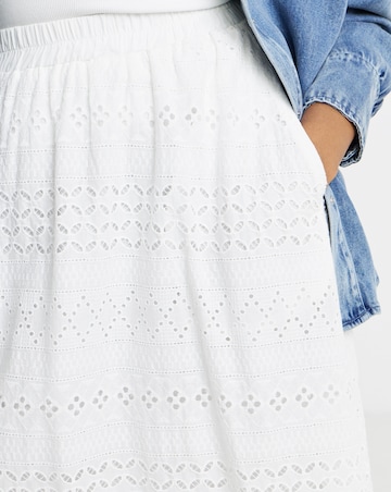 Simply Be White Boho Broderie Full Midaxi Skirt