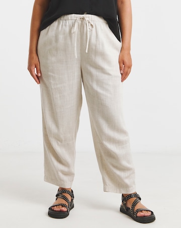 Simply Be Natural Tie Waist Linen Mix Barrel Leg Trouser