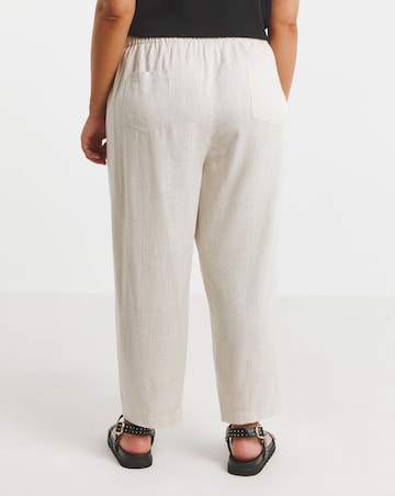Simply Be Natural Tie Waist Linen Mix Barrel Leg Trouser
