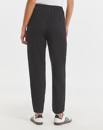 Simply Be Black Tie Waist Linen Mix Barrel Leg Trouser