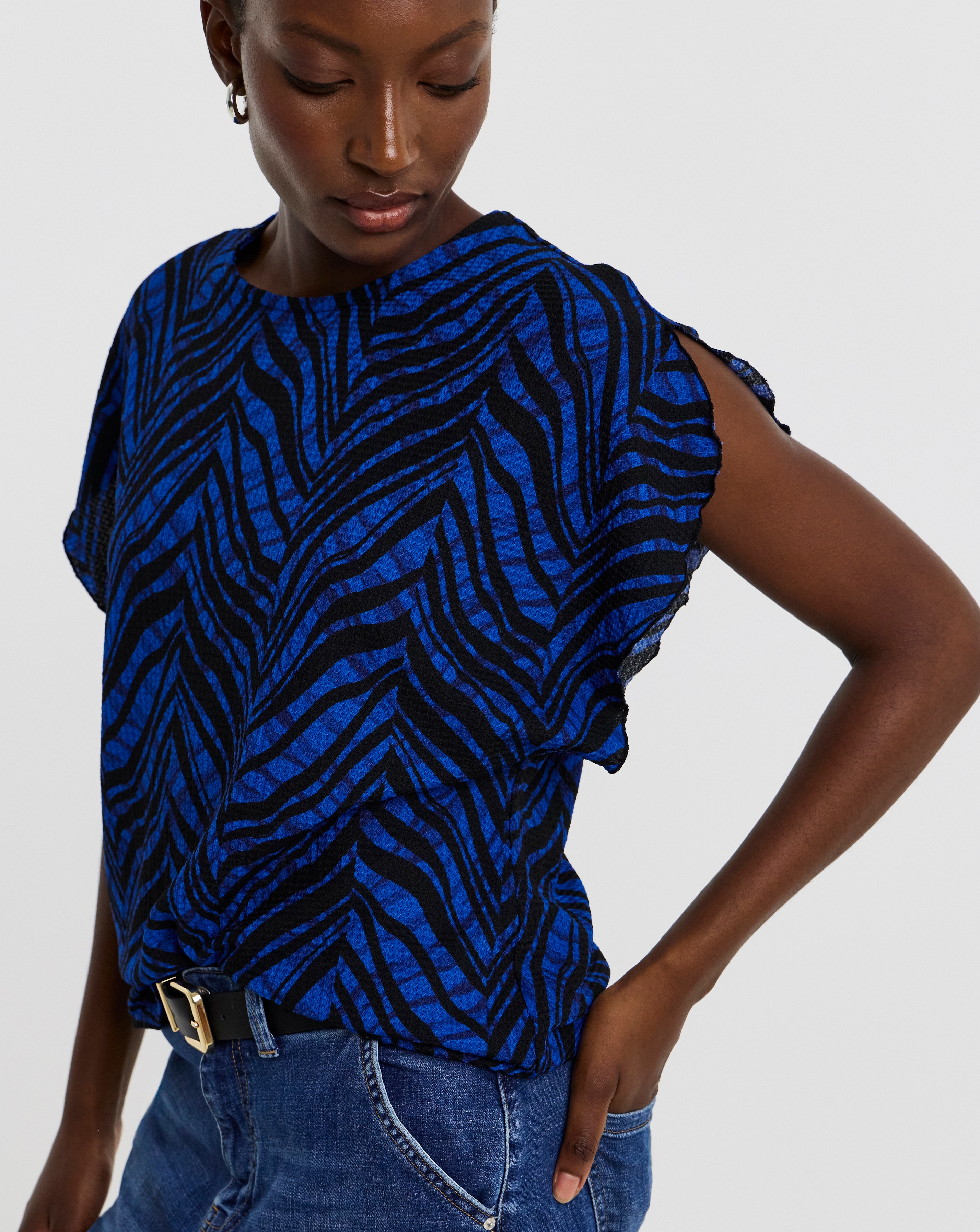New In - Flutter Sleeve Textured Top