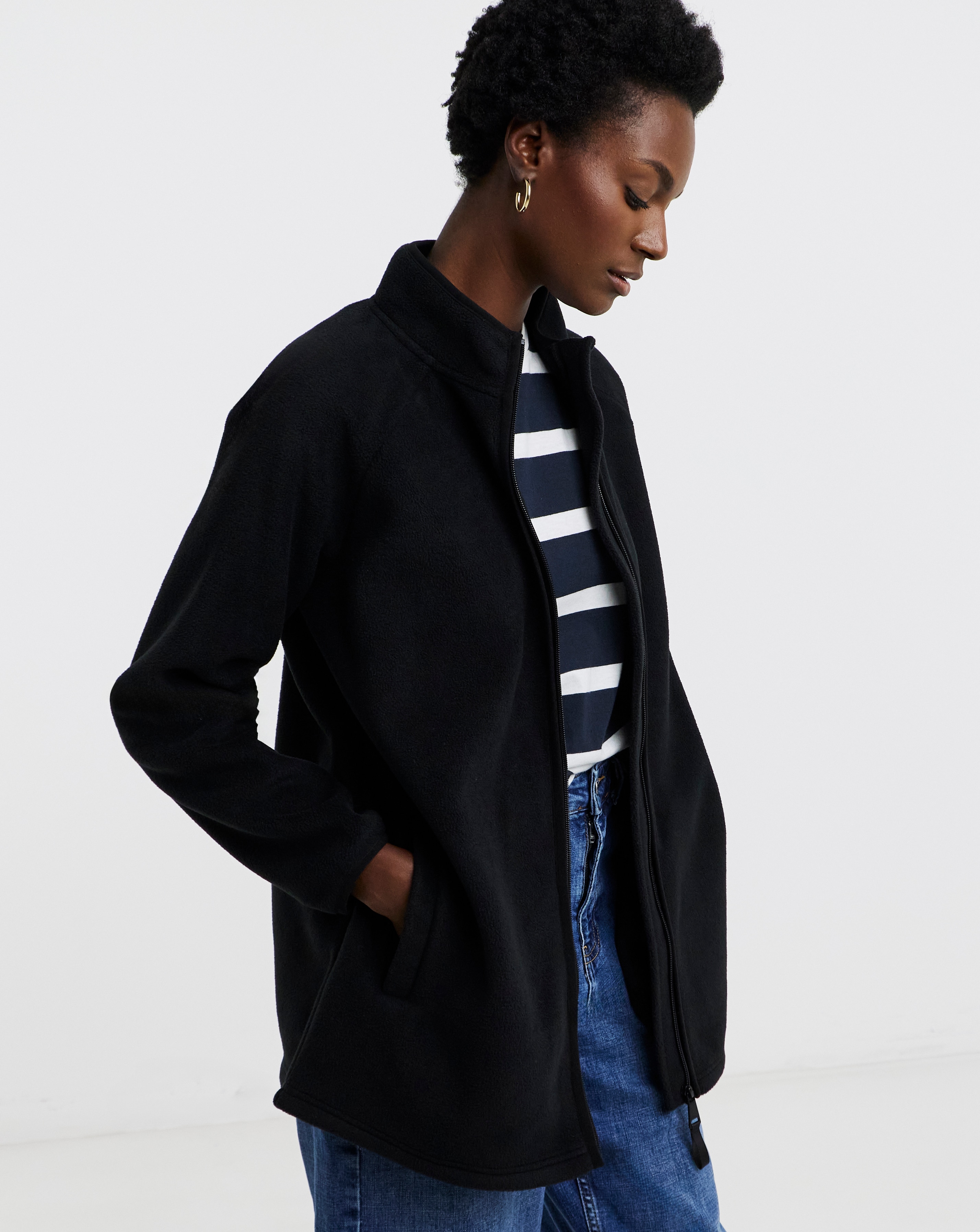 Zip Through Longline Fleece