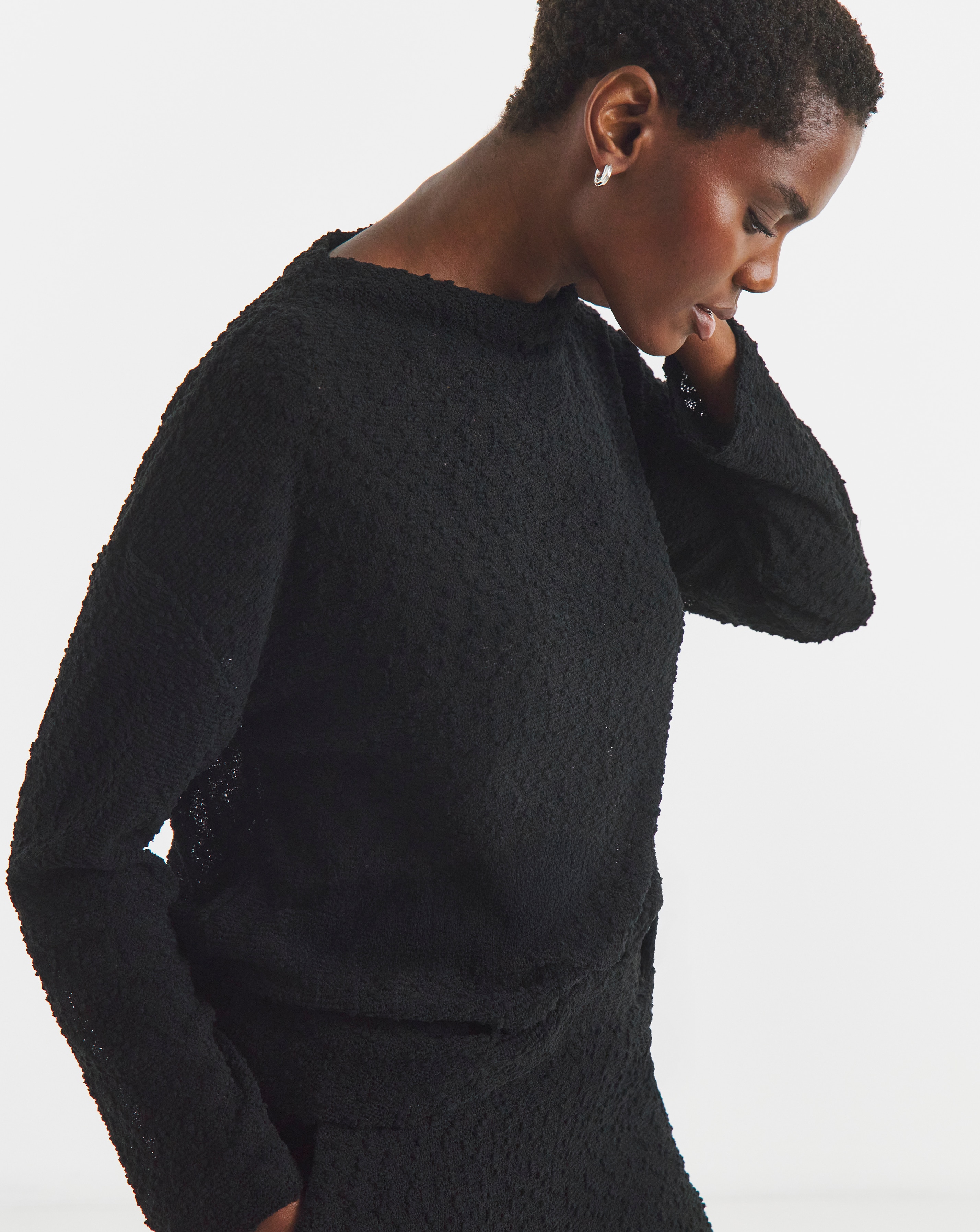New In - Boucle Slash Neck Slouch Top
