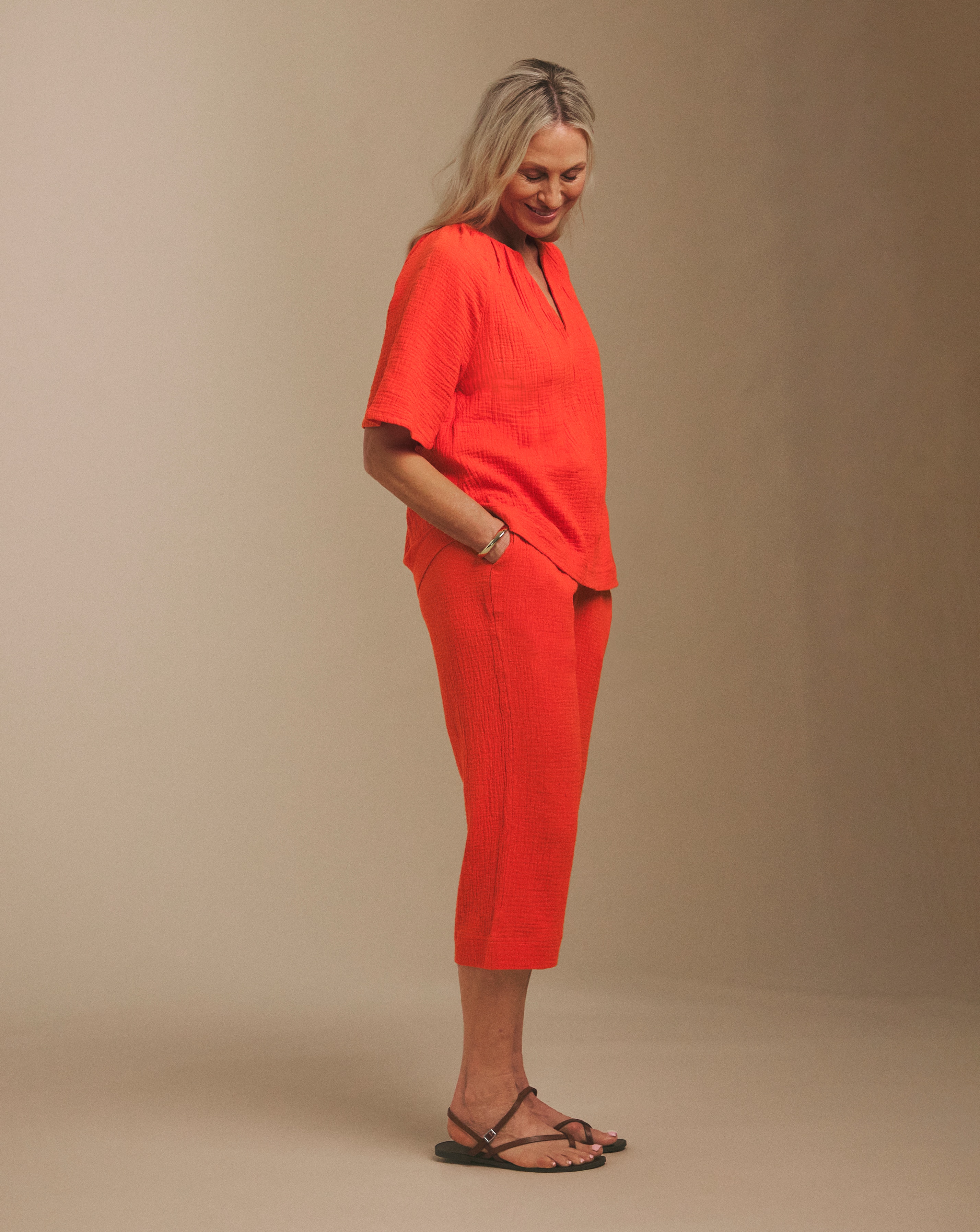 Julipa Cheesecloth Crop Trousers