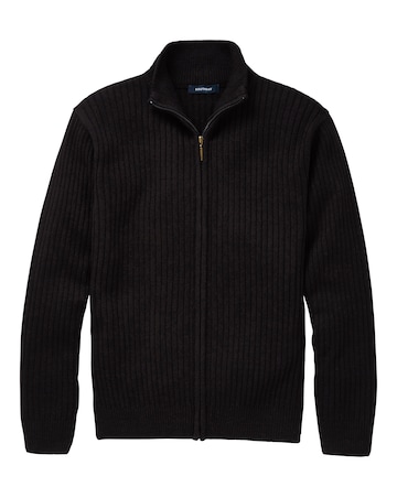 Premier Man Black Rib Zipper Cardigan Regular