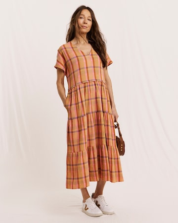Julipa Tiered Check Midi Dress