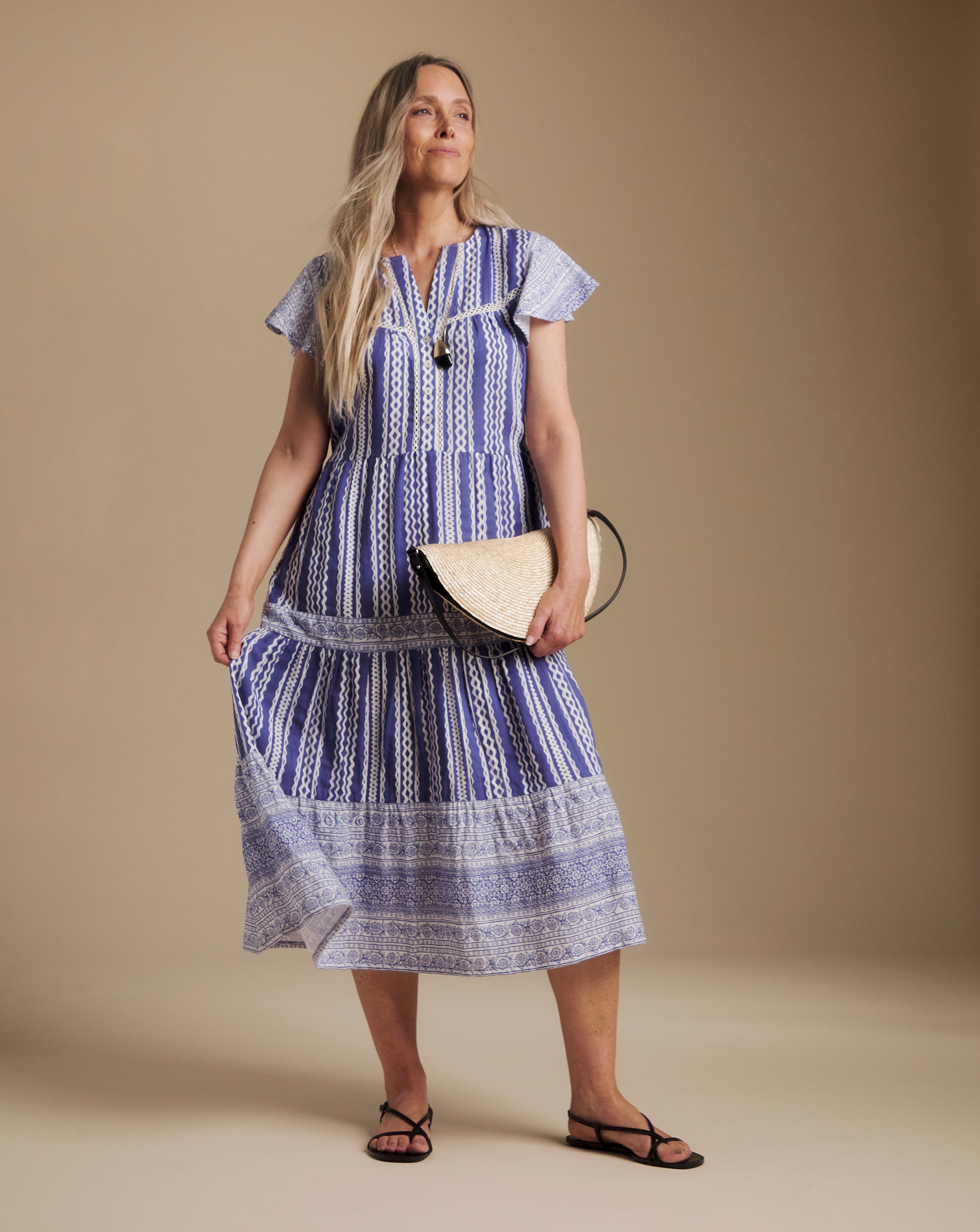New In - Julipa Printed Cheesecloth Midi Dress