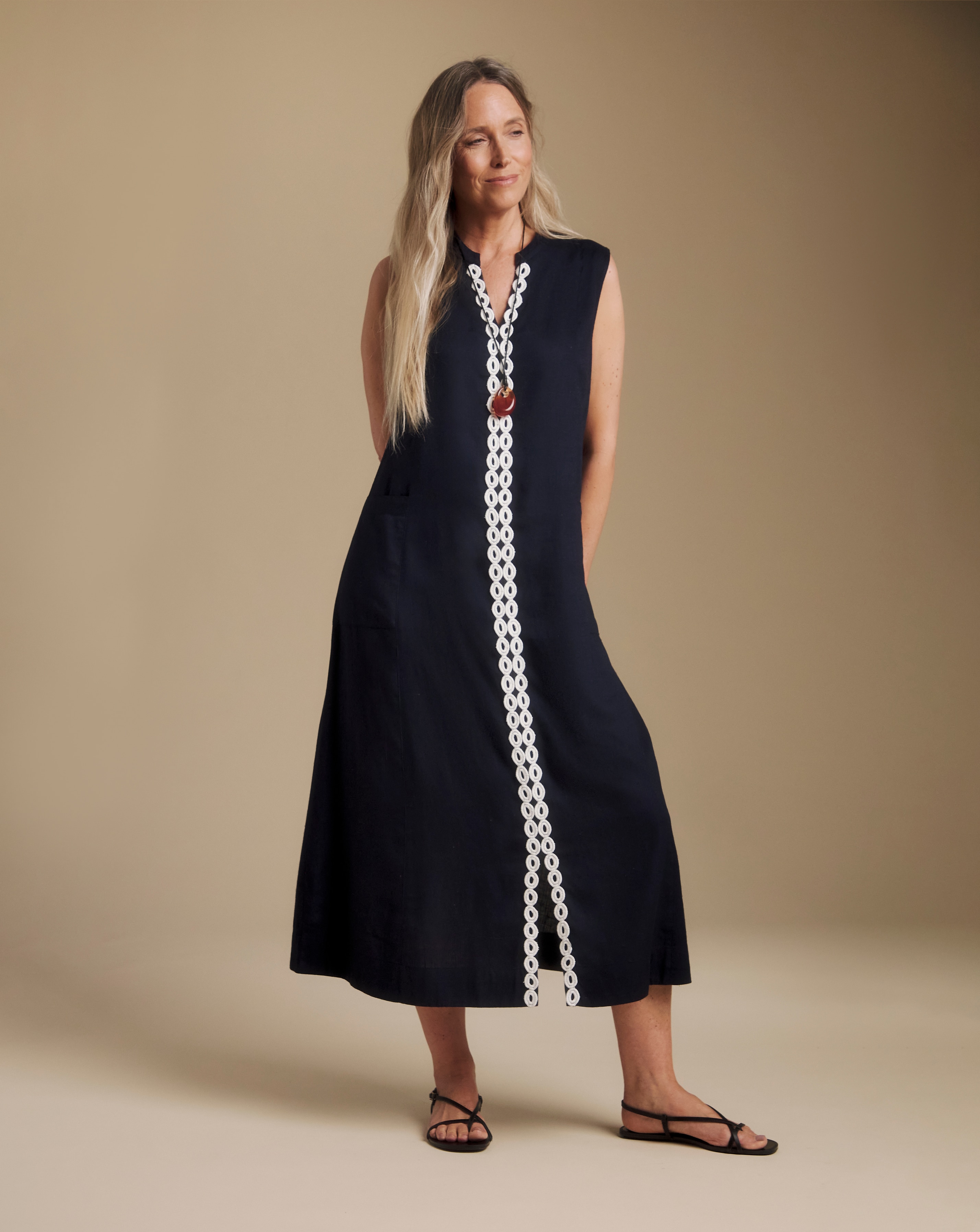 New In - Julipa Linen Pocket Midi Dress