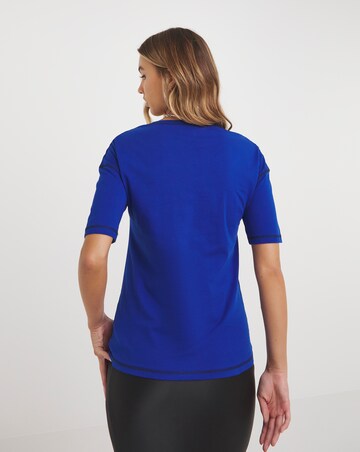 Blue Contrast Flatlock Top