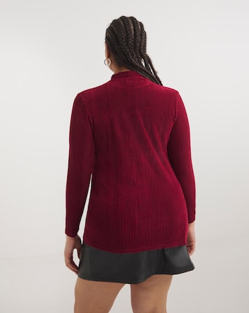 Burgundy Textured Velour High Neck Top