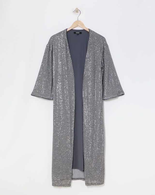 Gunmetal Sequin Kimono