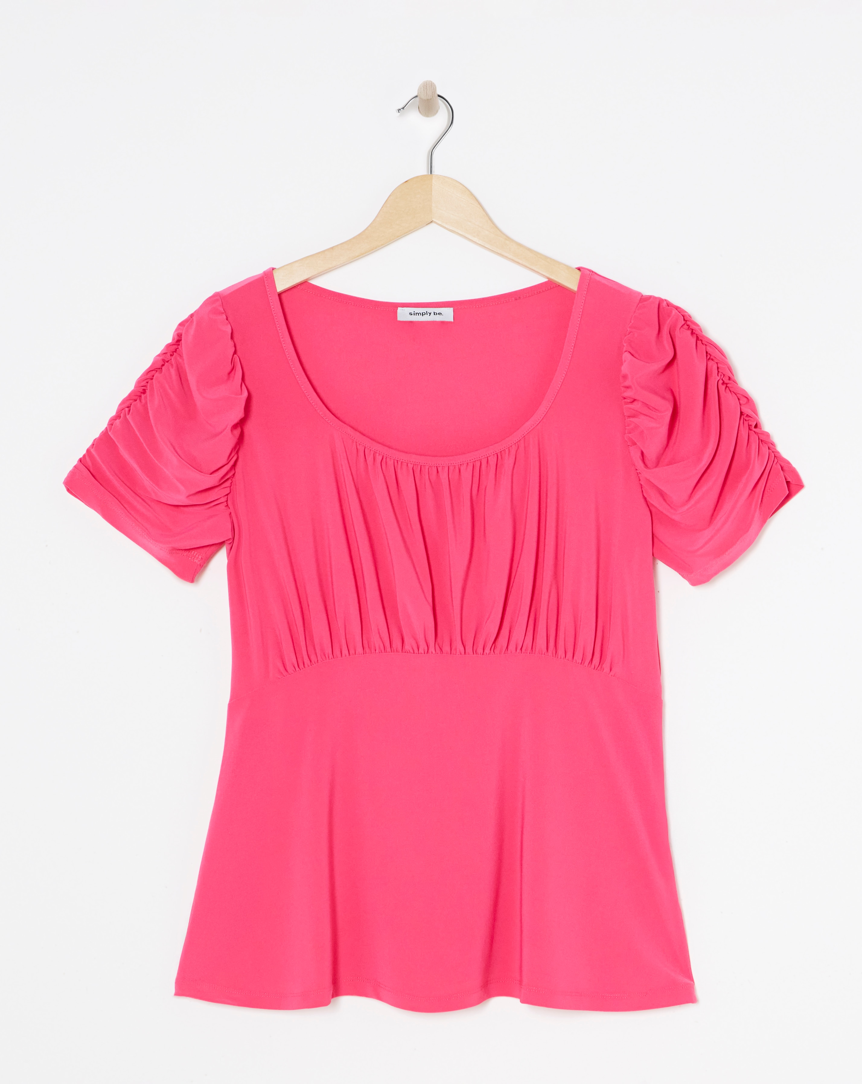 Pink Luxe Jersey Ruched Sleeve Top