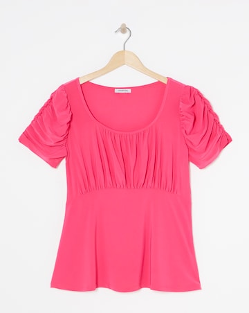 Pink Luxe Jersey Ruched Sleeve Top