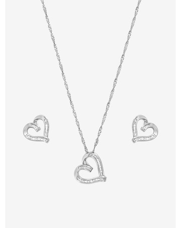 Jon Richard Rhodium Plated and Pave Twist Heart Set - Gift Box