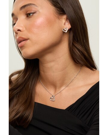 Jon Richard Rhodium Plated and Pave Twist Heart Set - Gift Box