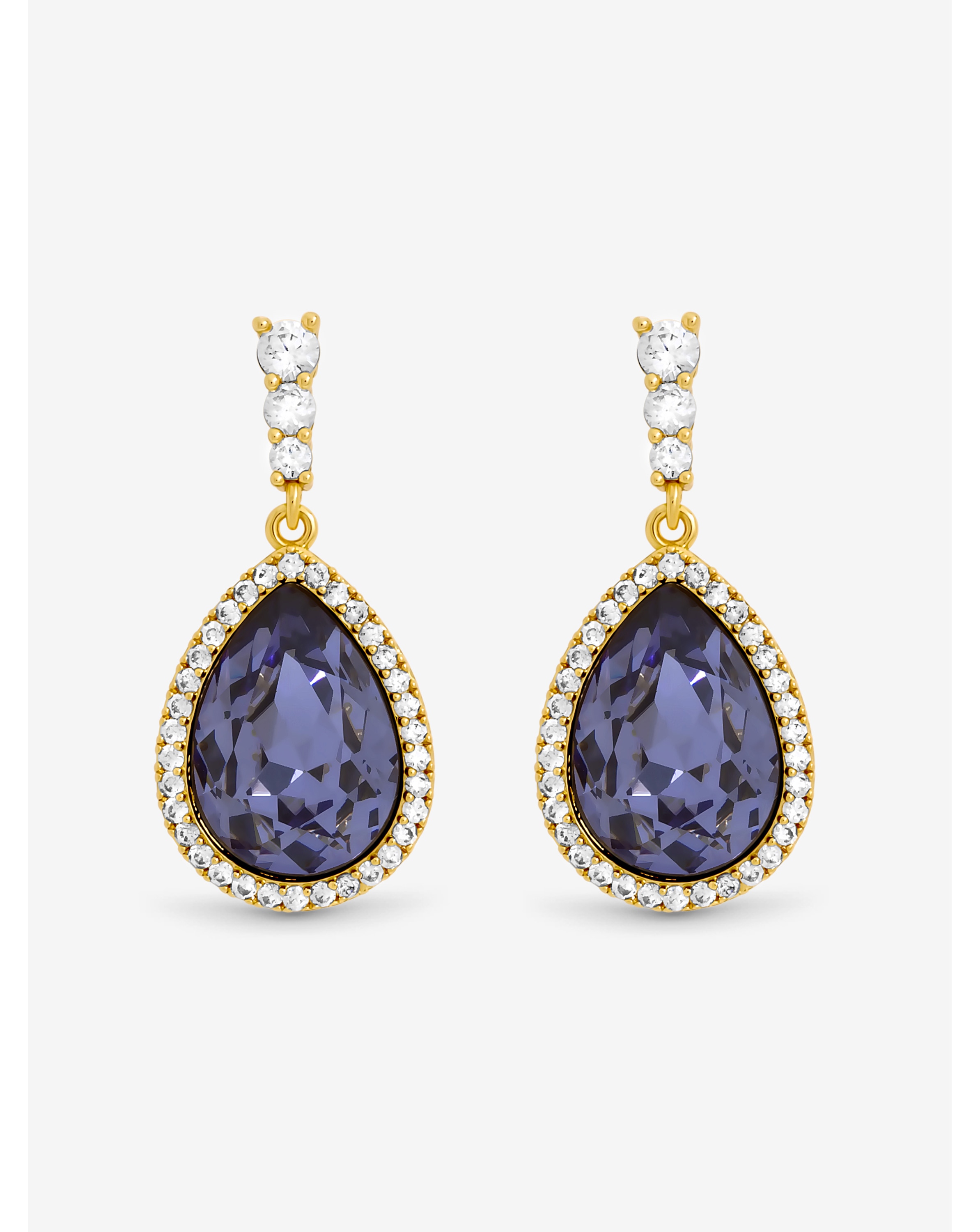 Gold Plated Tanzanite Pear Drop Earrings
