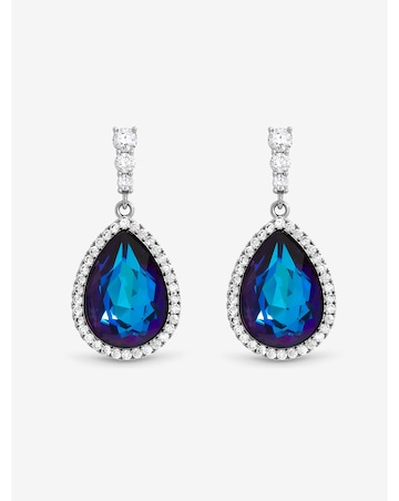 Jon Richard Rhodium Plated and Bermunda Blue Pear Drop Earrings