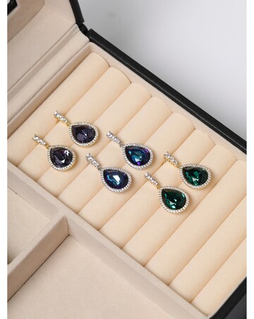 Jon Richard Rhodium Plated and Bermunda Blue Pear Drop Earrings