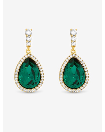 Jon Richard Gold Plated and Emerald Pear Drop Earrings
