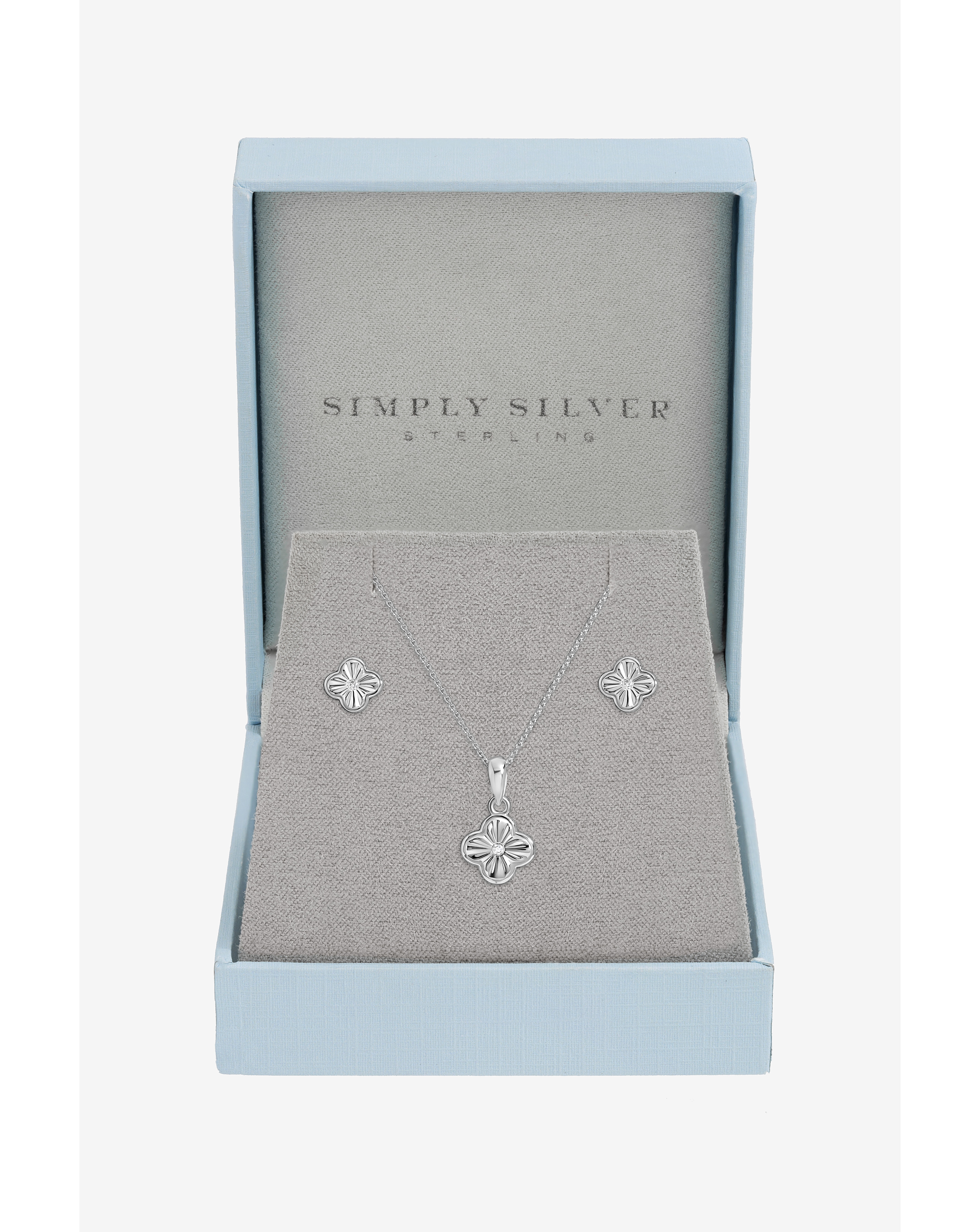 Sterling Silver 925 Polished Clover Set