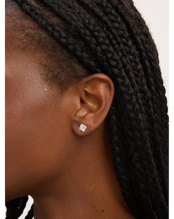 Simply Silver Sterling Silver 925 Polished Diamond Cut Clover Set - Gift Box