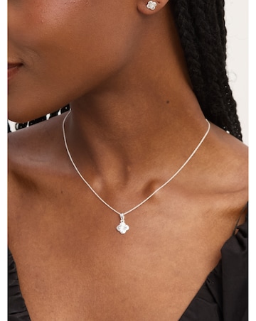 Simply Silver Sterling Silver 925 Polished Diamond Cut Clover Set - Gift Box