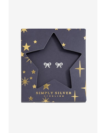 Simply Silver Sterling Silver 925 Polished Bow Earrings - Gift Sleeve